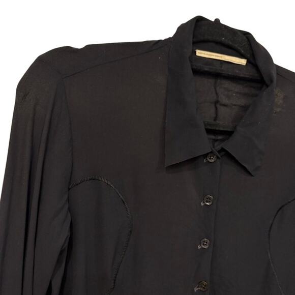 Marithe Francois Girbaud Womens Top Button Up Long Sleeve Size 6 Y2K Black - Picture 6 of 13